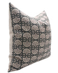 Block print Heavy Linen Pillow Cover - BIJHNI GREEN - Fabdivine