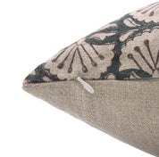 Block print Heavy Linen Pillow Cover - BIJHNI GREEN - Fabdivine