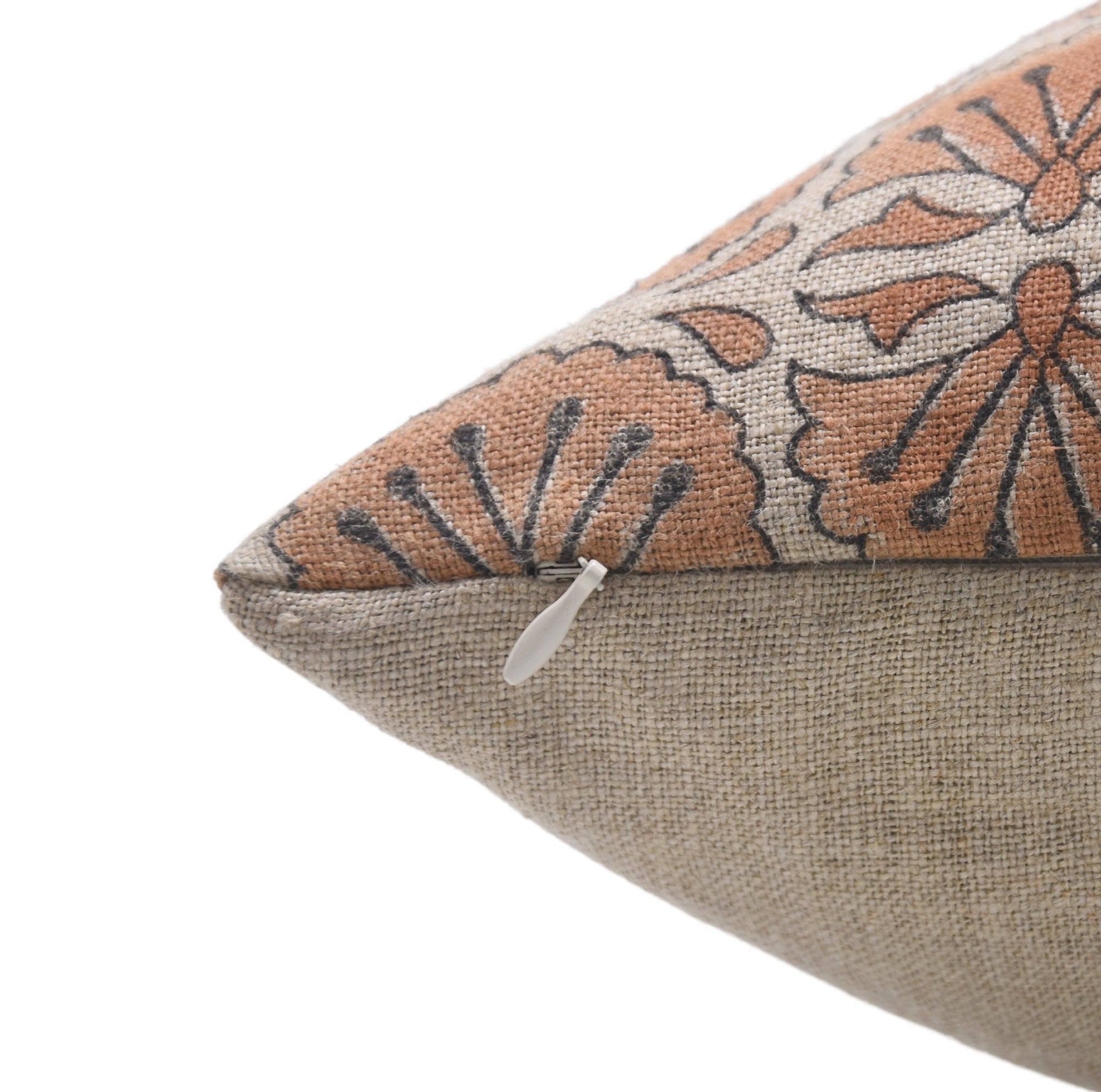 Block print Heavy Linen Pillow Cover - BIJHNI RUST - Fabdivine