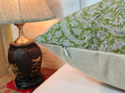 Square/Lumber block print pillow cover- Thick Linen- BLACK FOREST- GREEN - Fabdivine