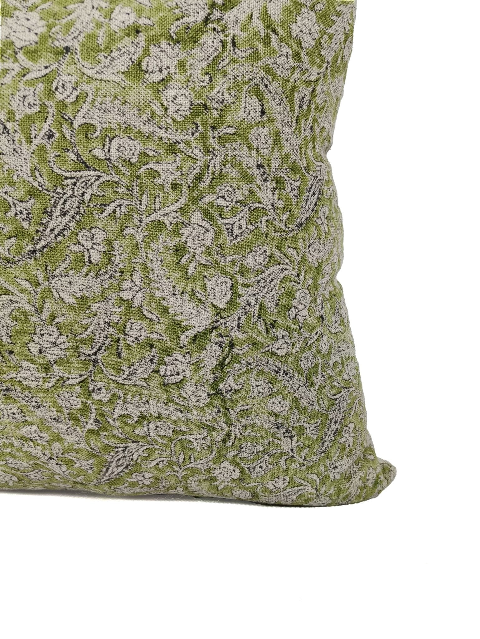 Square/Lumber block print pillow cover- Thick Linen- BLACK FOREST- GREEN - Fabdivine