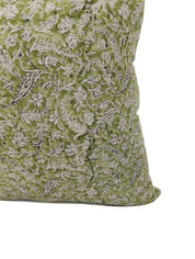 Square/Lumber block print pillow cover- Thick Linen- BLACK FOREST- GREEN - Fabdivine