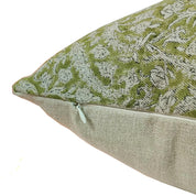 Square/Lumber block print pillow cover- Thick Linen- BLACK FOREST- GREEN - Fabdivine