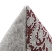 Block print Heavy Linen Pillow Cover - BLACK FOREST RED - FABDIVINE LLC