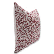 Block print Pillow cover for sofa, couch or bed- heavy linen- BLACK FOREST RED - Fabdivine