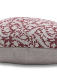 Block print Pillow cover for sofa, couch or bed- heavy linen- BLACK FOREST RED - Fabdivine