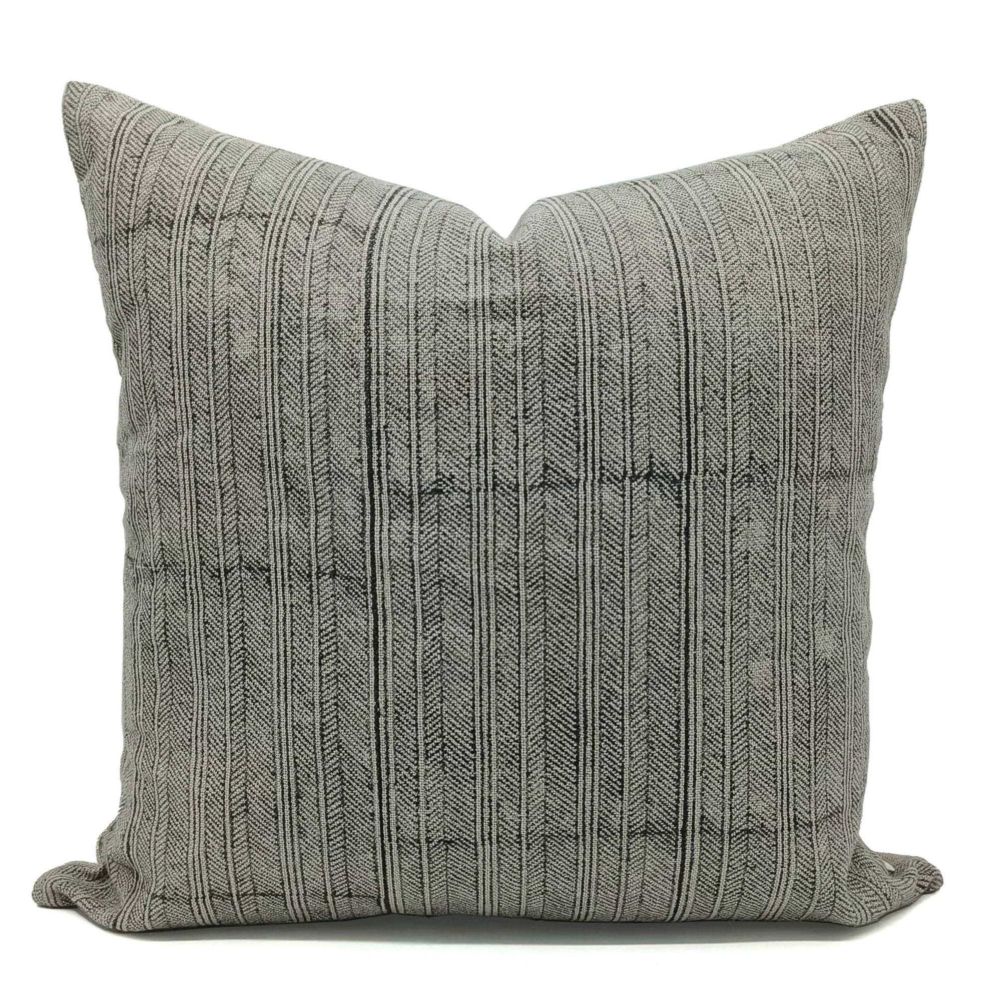 Throw Pillow Cover –Designer Collection of Hand Block Print Heavy Linen- BLACK LEHERIA - Fabdivine