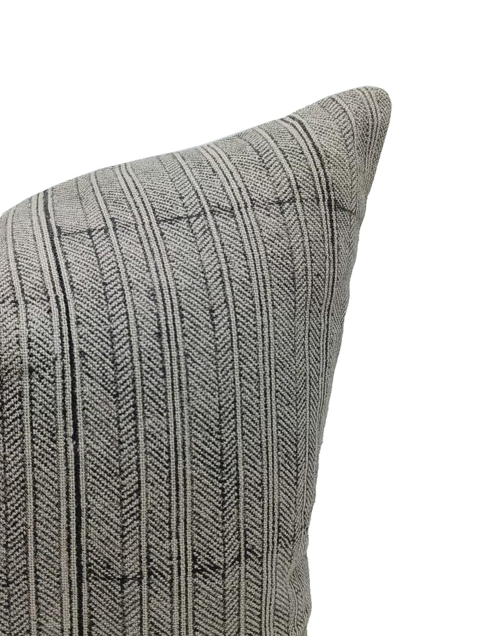 Throw Pillow Cover –Designer Collection of Hand Block Print Heavy Linen- BLACK LEHERIA - Fabdivine