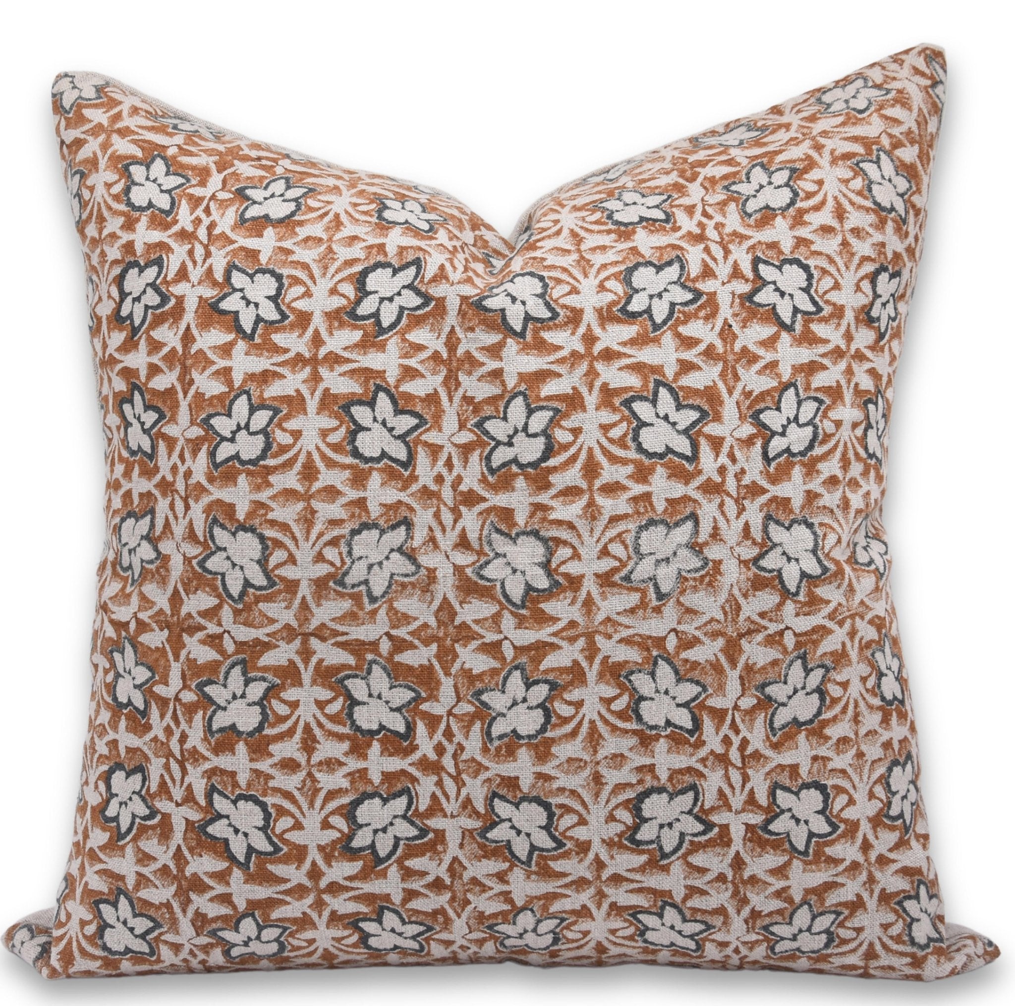 Block print Pillow cover for sofa, couch or bed- thick linen- CHUDAMANI - Fabdivine