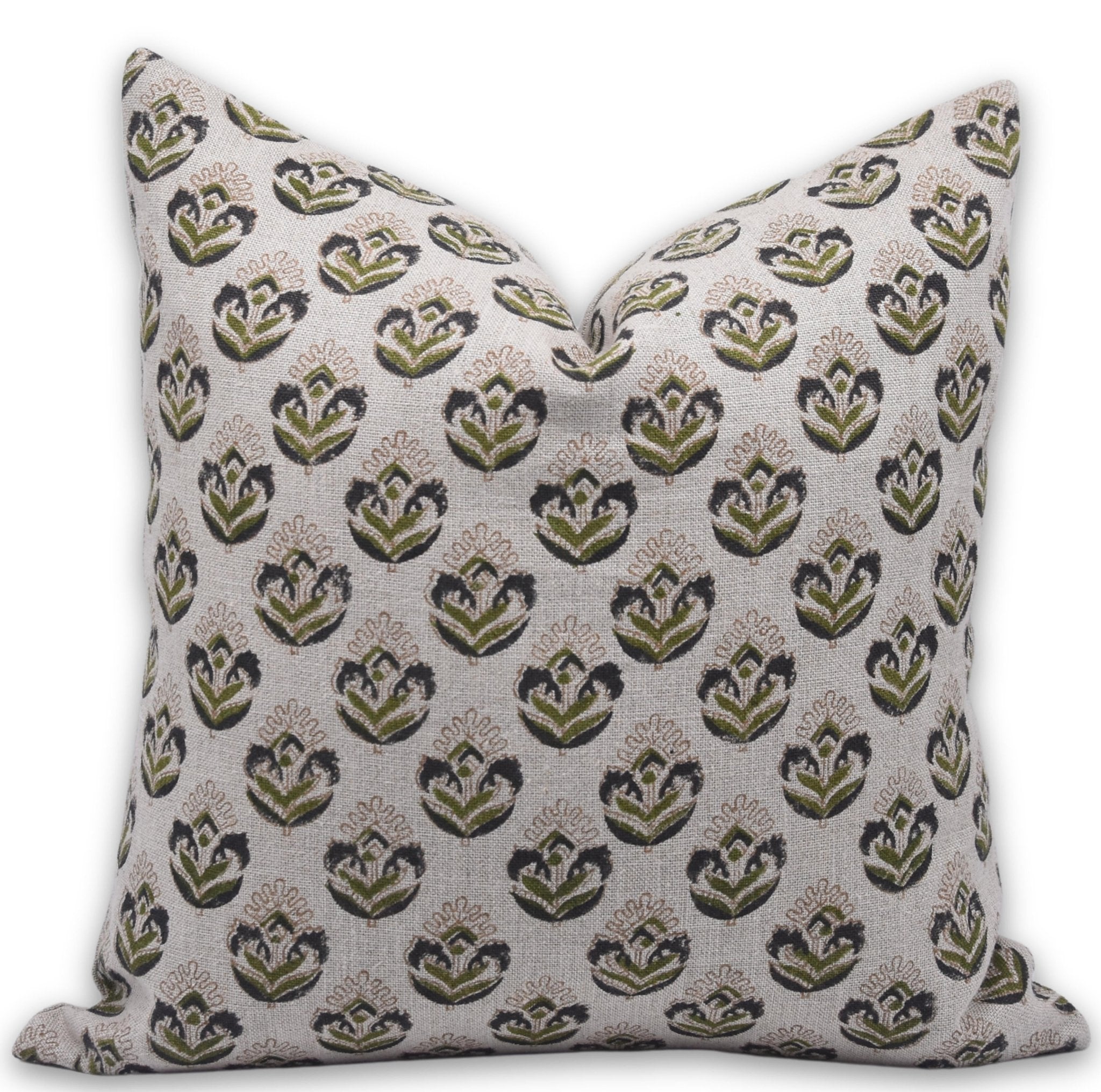 Throw Pillow Cover –Designer Collection of Hand Block Print Thick/Heavy Linen- CHUI MUI - Fabdivine