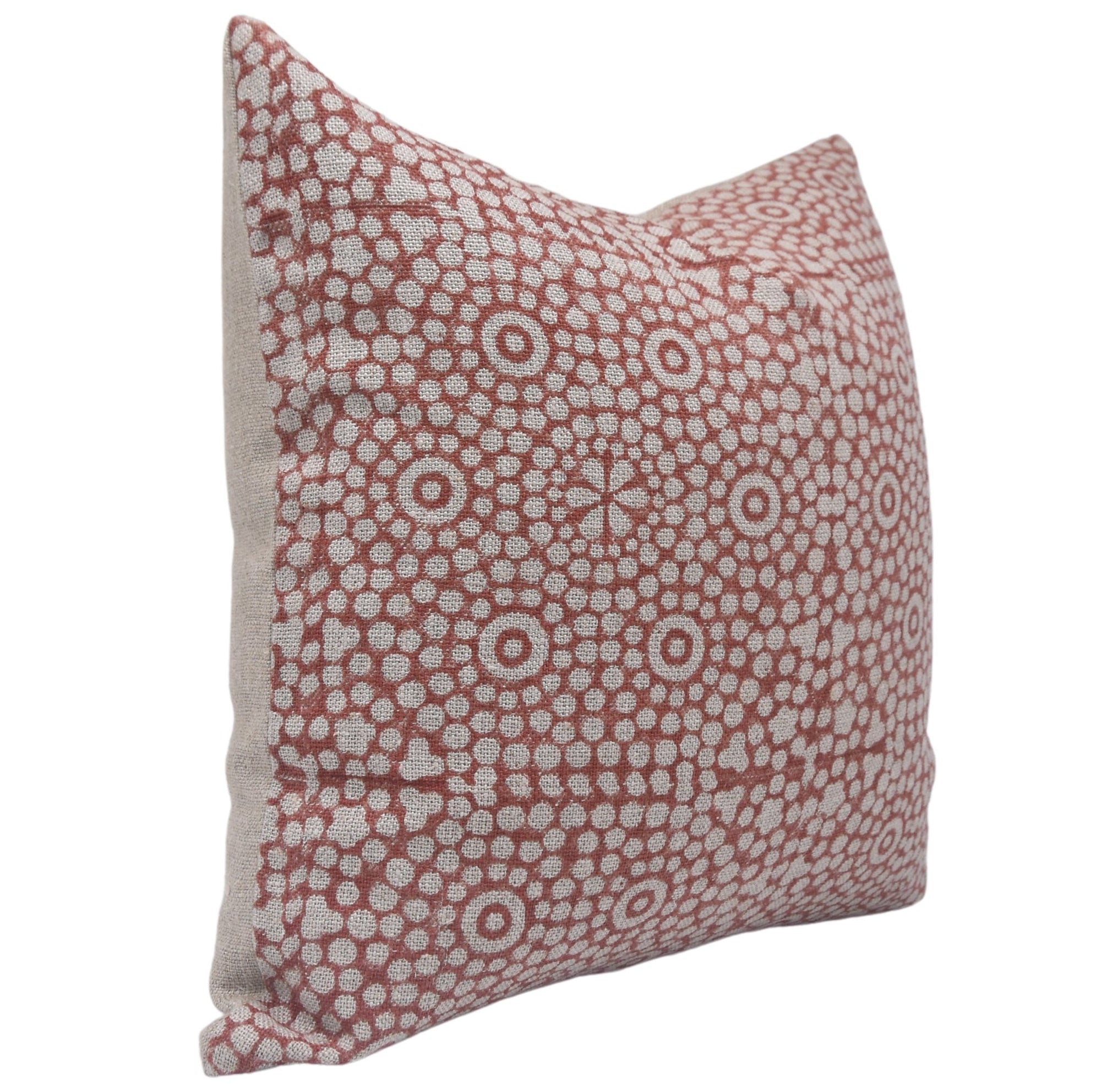 Block print pillow cover in thick linen for sofa, couch, or bed - CHUNRIBUTI - Fabdivine