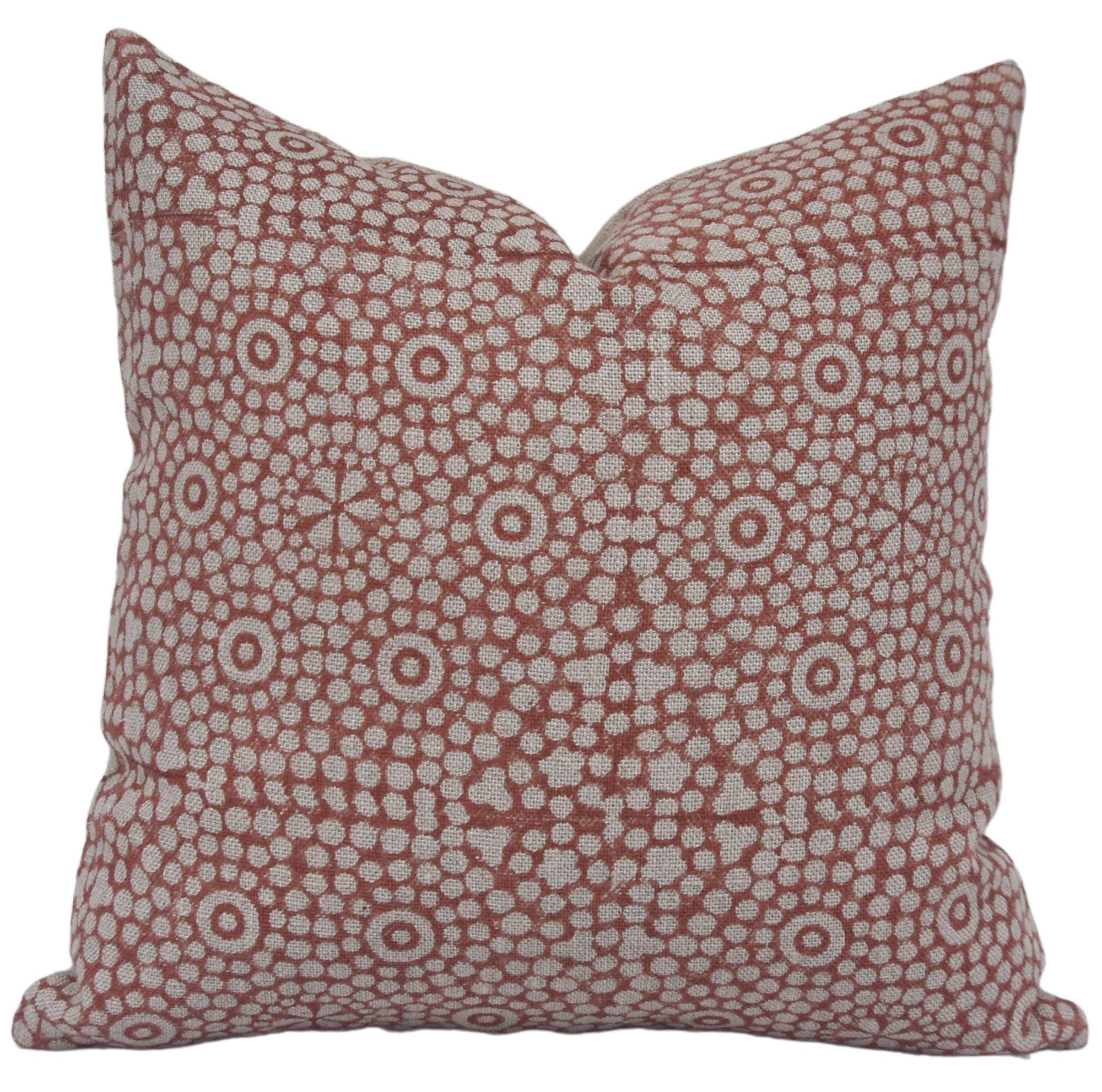 Block print pillow cover in thick linen for sofa, couch, or bed - CHUNRIBUTI - Fabdivine