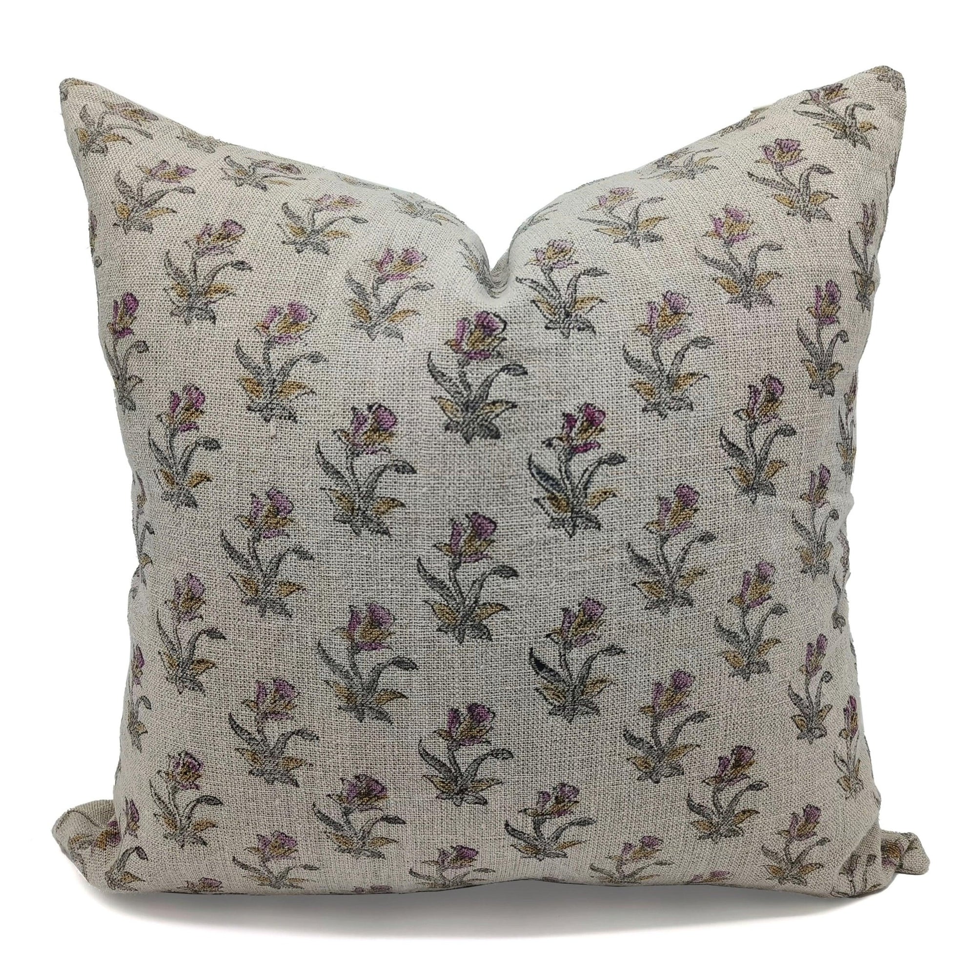 Thick Linen block print designer boho pillow/cushion cover- COASTAL TULIP - Fabdivine