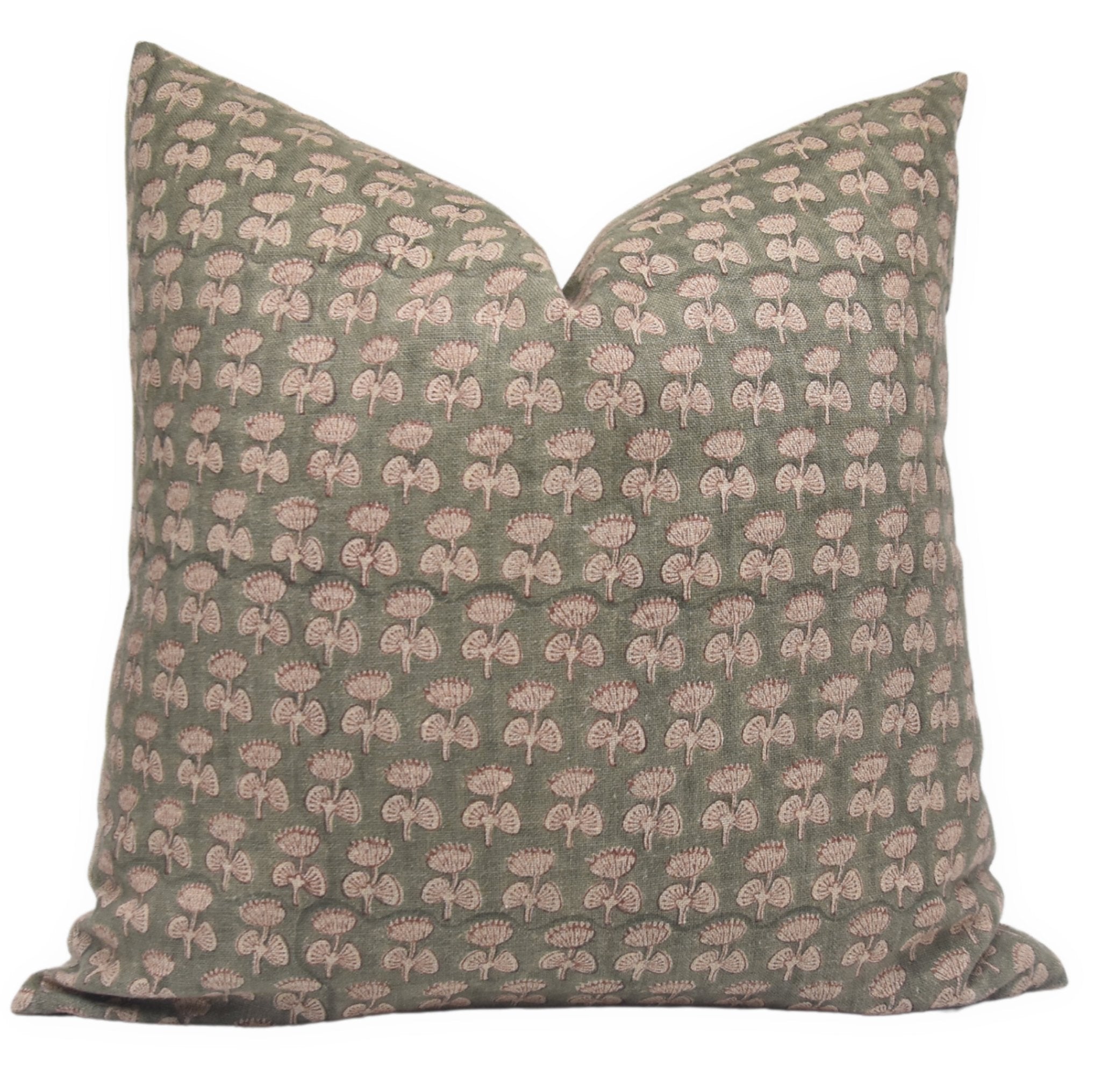 Block print pillow cover for sofa, couch, or bed in thick linen fabric - DAMARU - Fabdivine