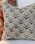 Hand Block Print thick/heavy linen designer pillow cover- DIWALI FLOWER - Fabdivine