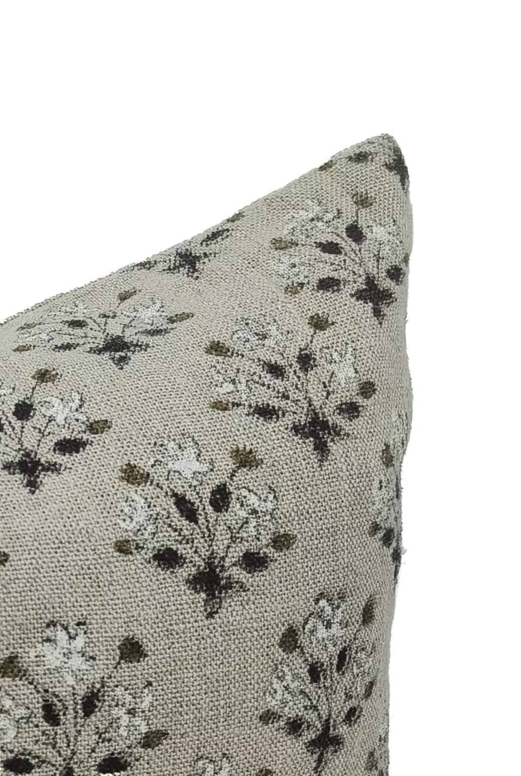 Hand Block Print thick/heavy linen designer pillow cover- DIWALI FLOWER - Fabdivine