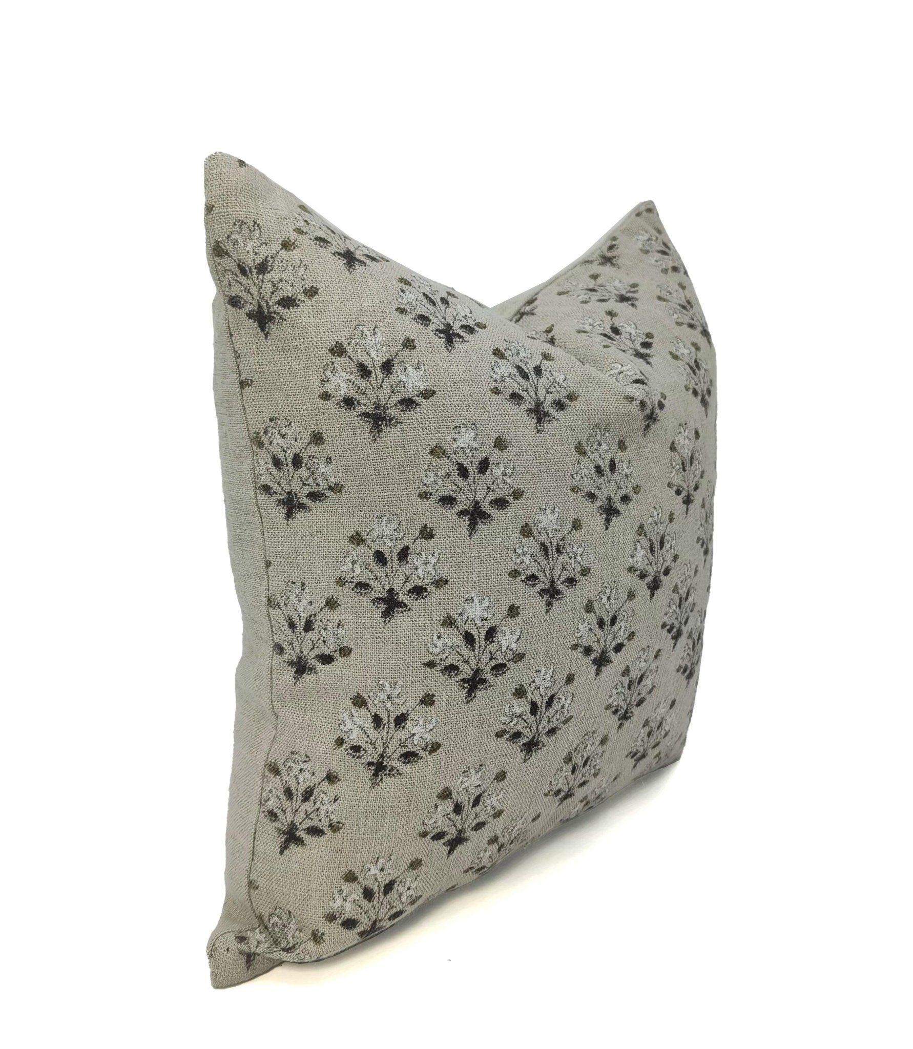 Hand Block Print thick/heavy linen designer pillow cover- DIWALI FLOWER - Fabdivine