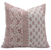 Designer Hand Block Print Thick Linen Throw Pillow Cover - FLORAL BAGH - Fabdivine