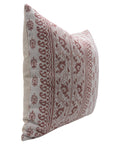 Designer Hand Block Print Thick Linen Throw Pillow Cover - FLORAL BAGH - Fabdivine