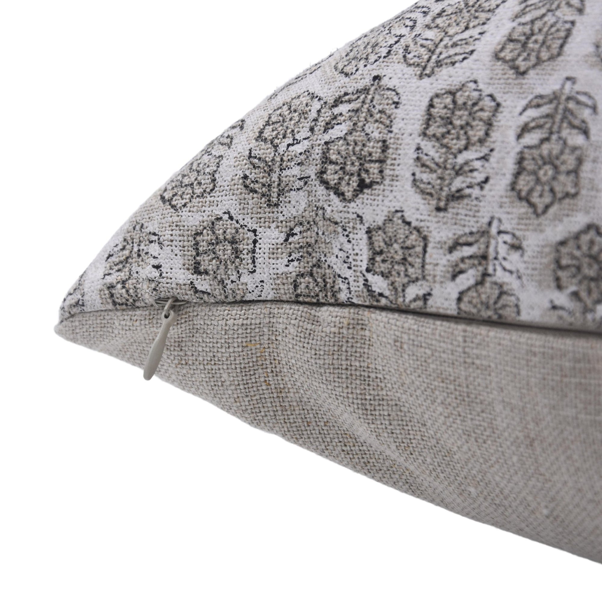 Block print Pillow cover for sofa, couch or bed- Thick/Heavy Linen- TULSI BUTI - Fabdivine