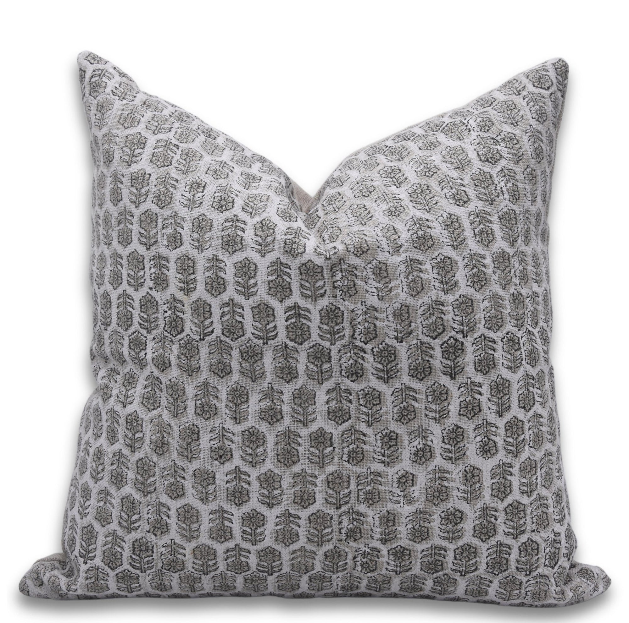 Block print Pillow cover for sofa, couch or bed- Thick/Heavy Linen- TULSI BUTI - Fabdivine