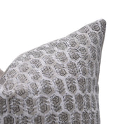 Block print Heavy Linen Pillow Cover - GREY TULSI BUTI - FABDIVINE LLC