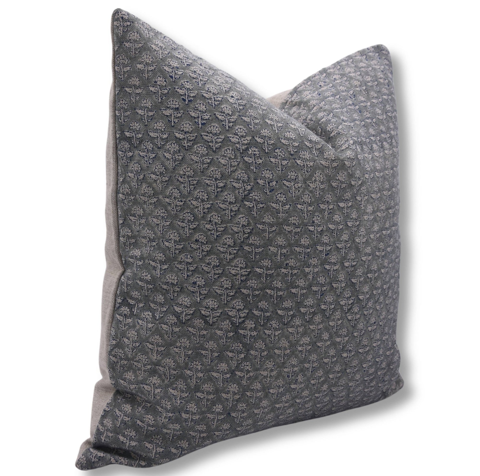 Hand Block Print thick linen designer pillow cover- GUL MOHAR - Fabdivine