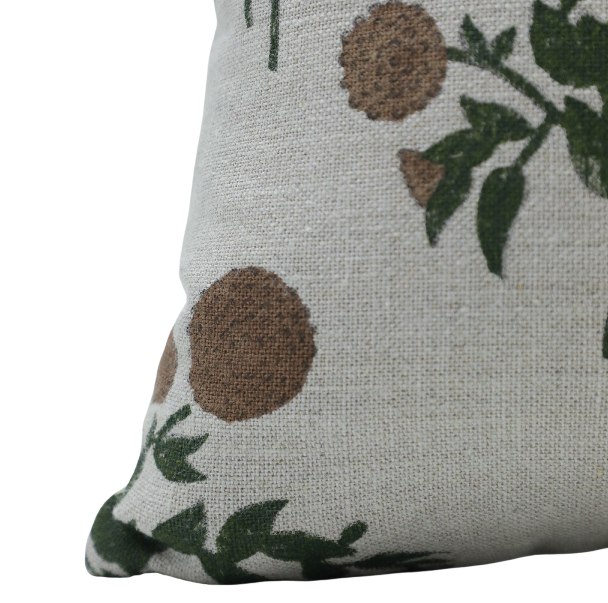 Throw Pillow Cover –Designer Collection of Hand Block Print Thick Linen- GULAB - Fabdivine