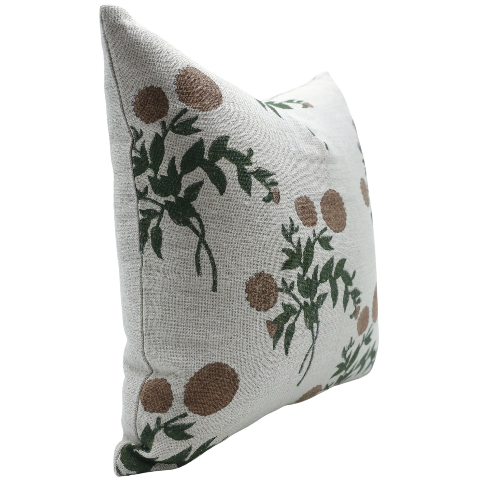 Throw Pillow Cover –Designer Collection of Hand Block Print Thick Linen- GULAB - Fabdivine