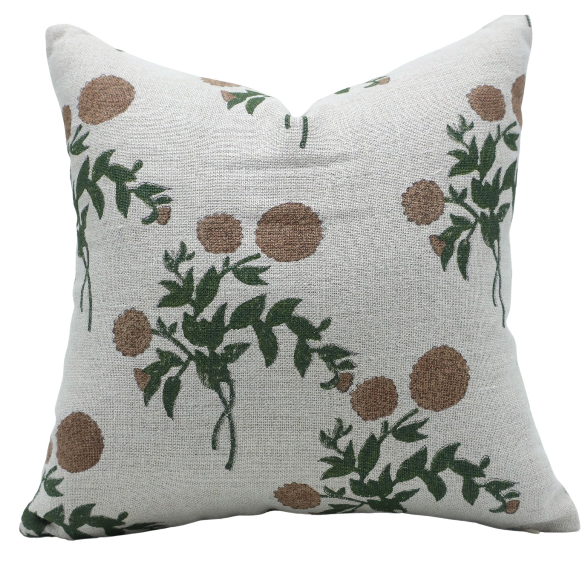 Throw Pillow Cover –Designer Collection of Hand Block Print Thick Linen- GULAB - Fabdivine