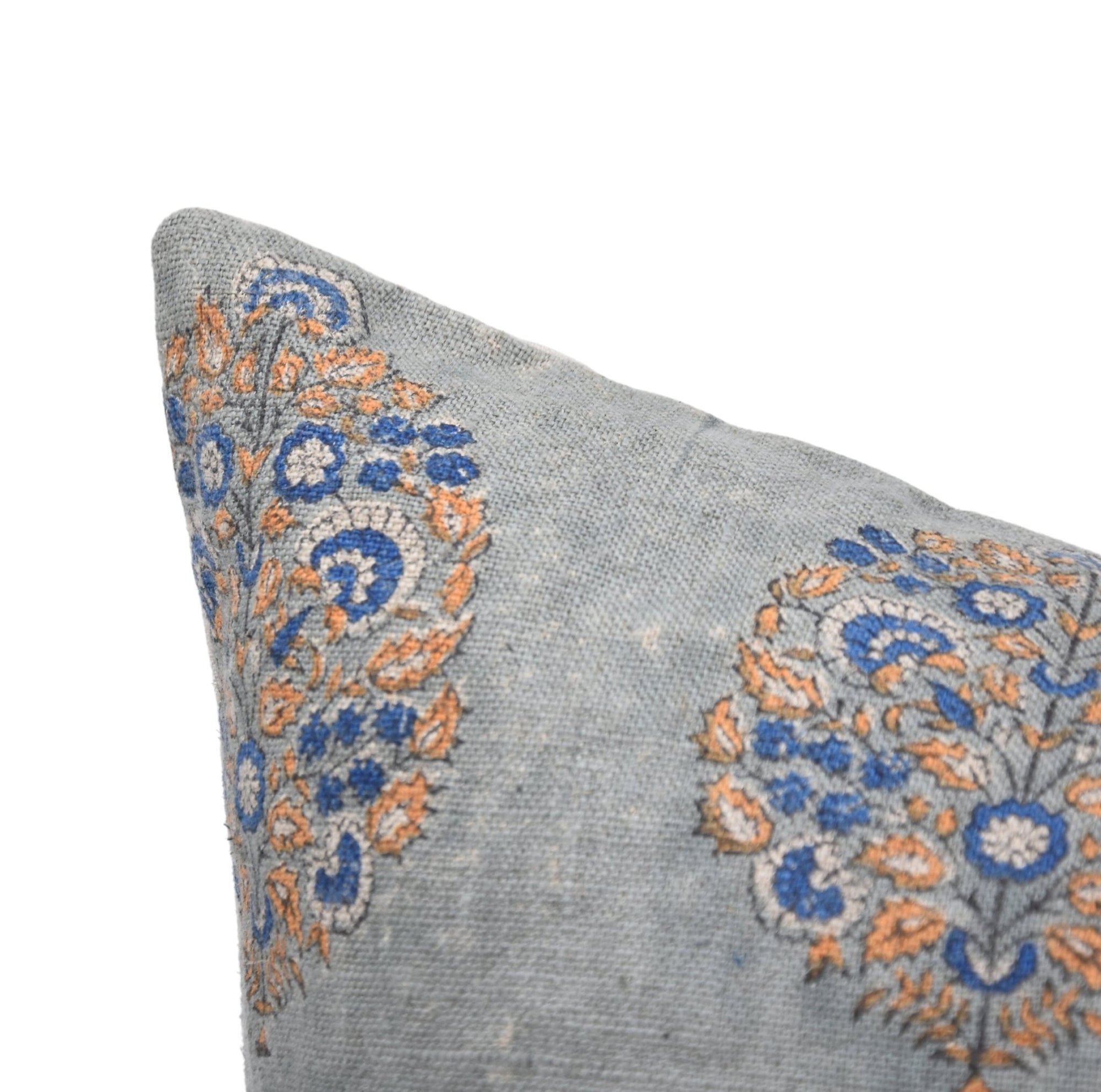 Block print Pillow cover for sofa, couch or bed- thick linen- GULDASTA - Fabdivine