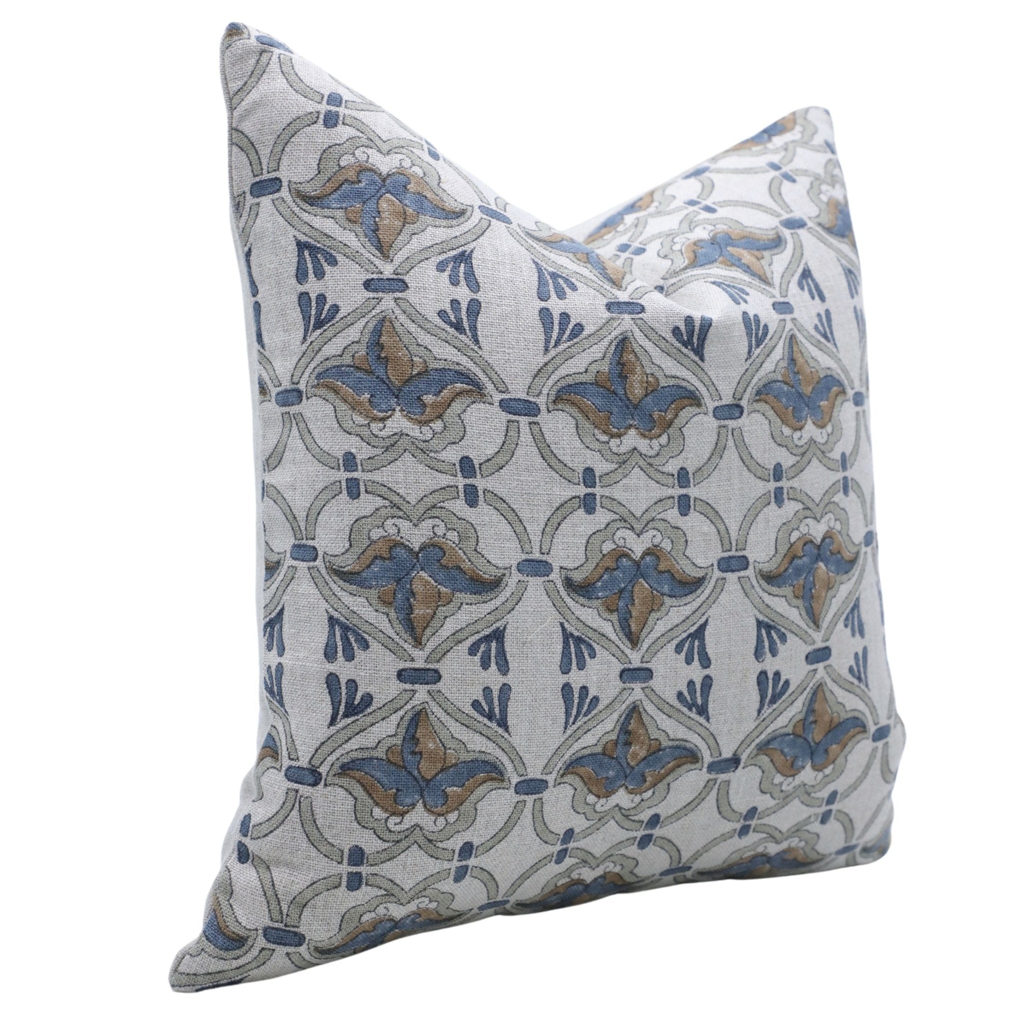 HRIDYAVAN Thick Linen designer pillow cover featuring Hand Block Print - Fabdivine