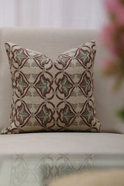 Think Linen block print designer boho pillow/cushion cover- HRIDYAVAN - Fabdivine