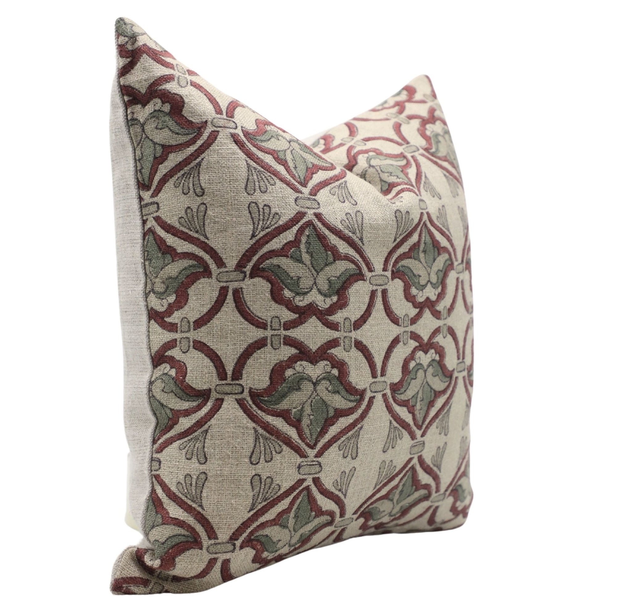 Think Linen block print designer boho pillow/cushion cover- HRIDYAVAN - Fabdivine