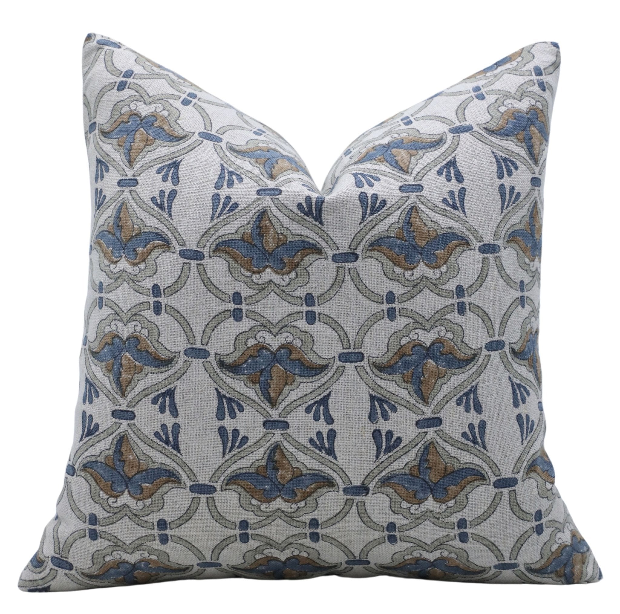 HRIDYAVAN Thick Linen designer pillow cover featuring Hand Block Print - Fabdivine