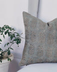 Square linen pillow cover with lumber block print - INDERDHANUSH - Fabdivine