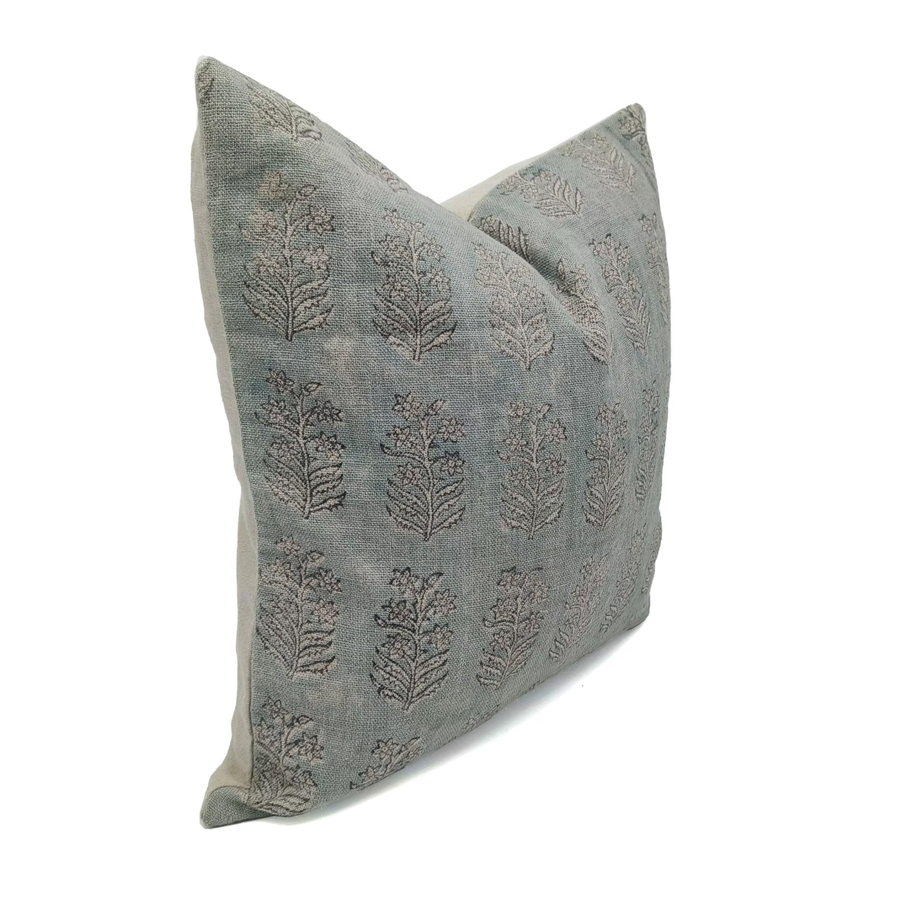 Square linen pillow cover with lumber block print - INDERDHANUSH - Fabdivine