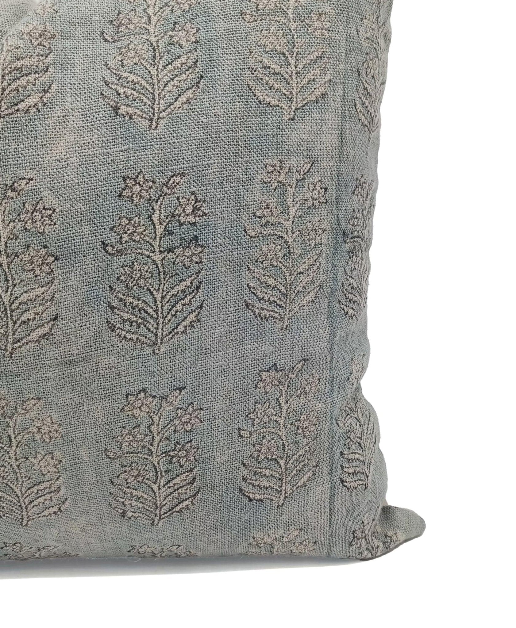 Square linen pillow cover with lumber block print - INDERDHANUSH - Fabdivine