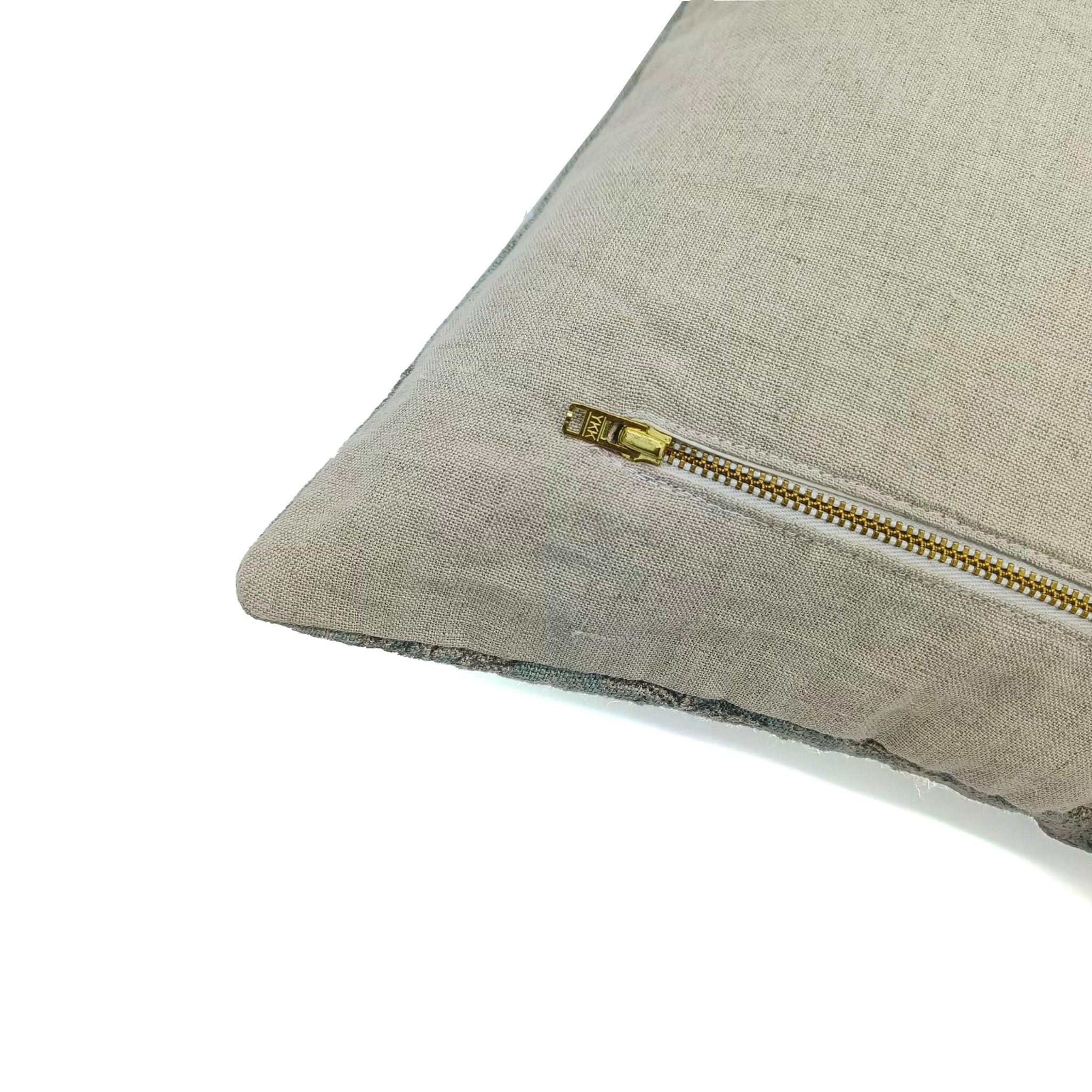 Square linen pillow cover with lumber block print - INDERDHANUSH - Fabdivine