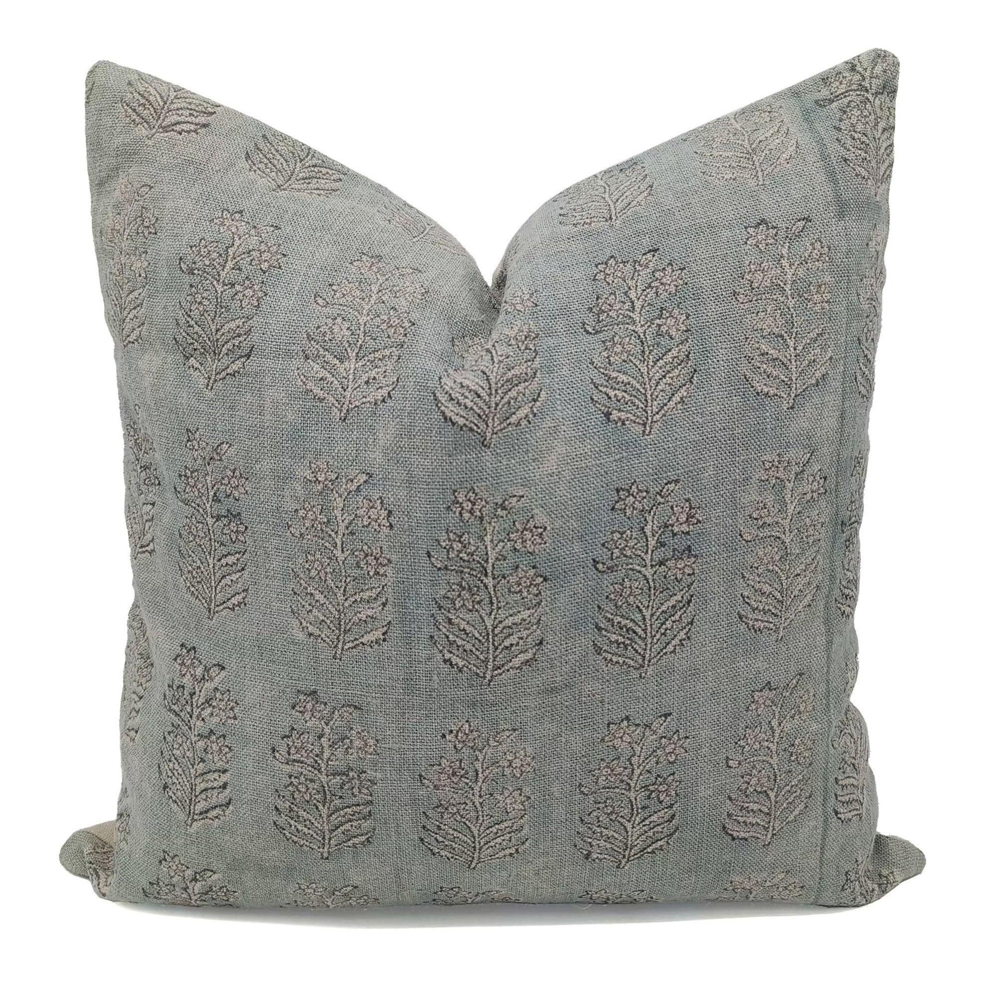 Square linen pillow cover with lumber block print - INDERDHANUSH - Fabdivine