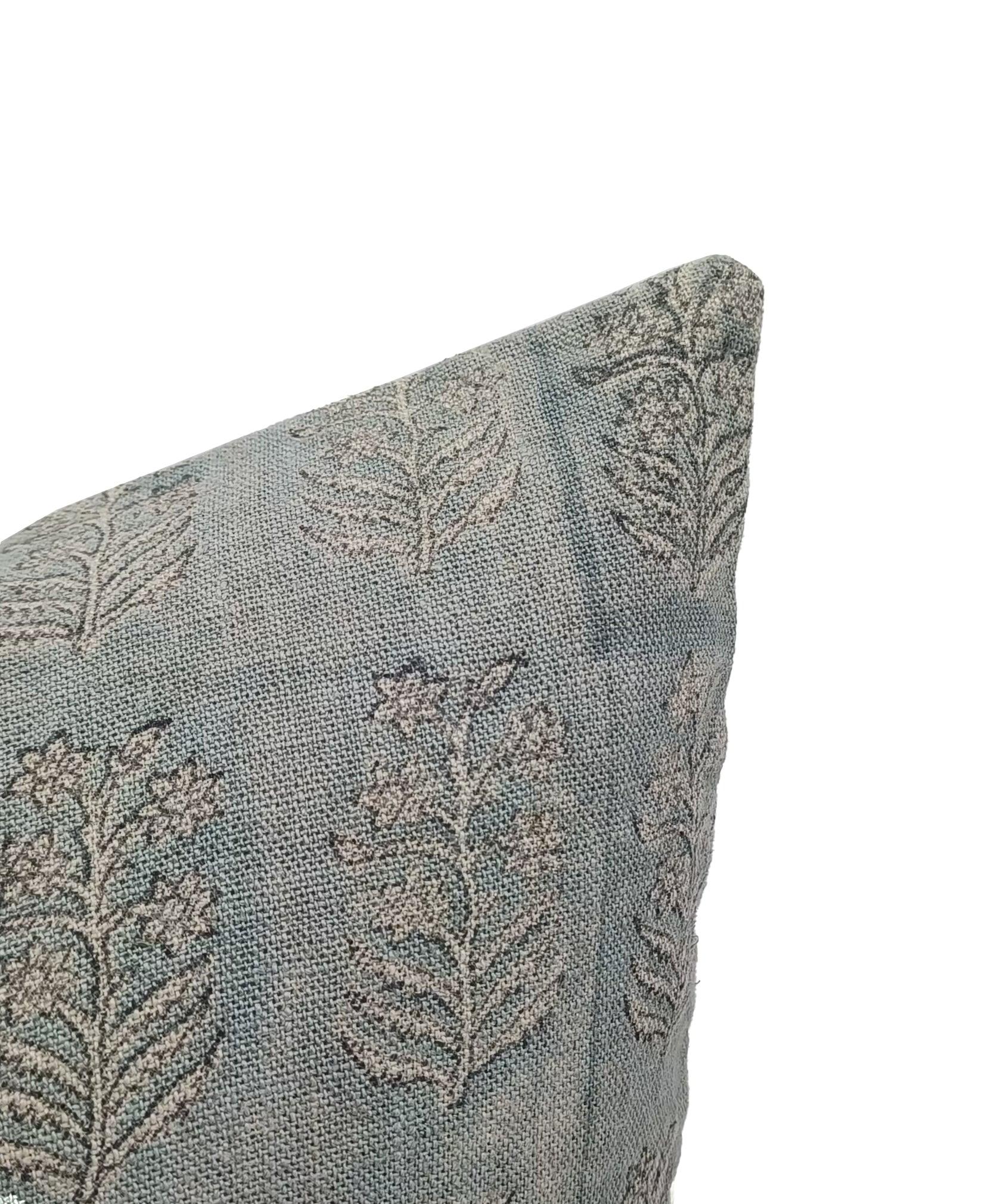 Square linen pillow cover with lumber block print - INDERDHANUSH - Fabdivine