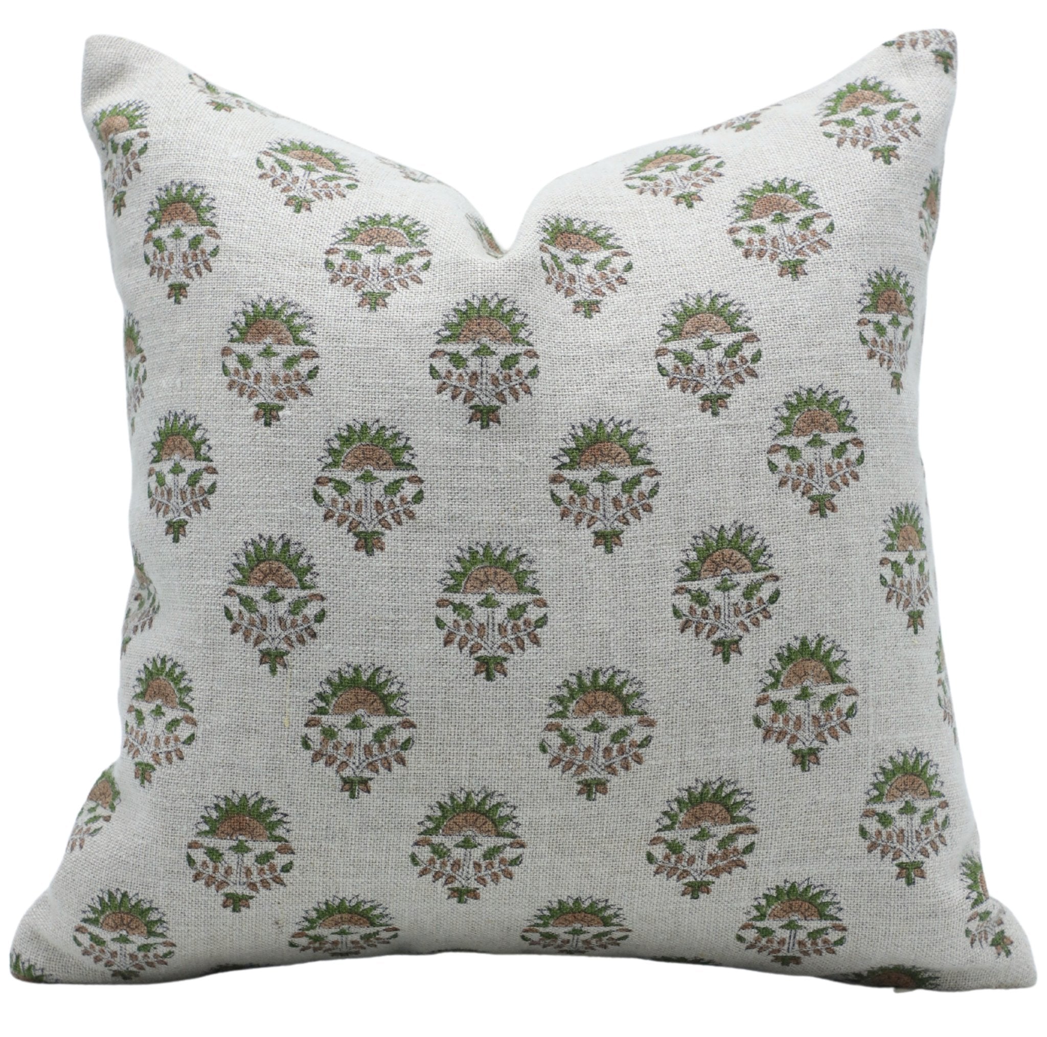 Block print Thick Linen throw pillow cover- INDERJEET - Fabdivine