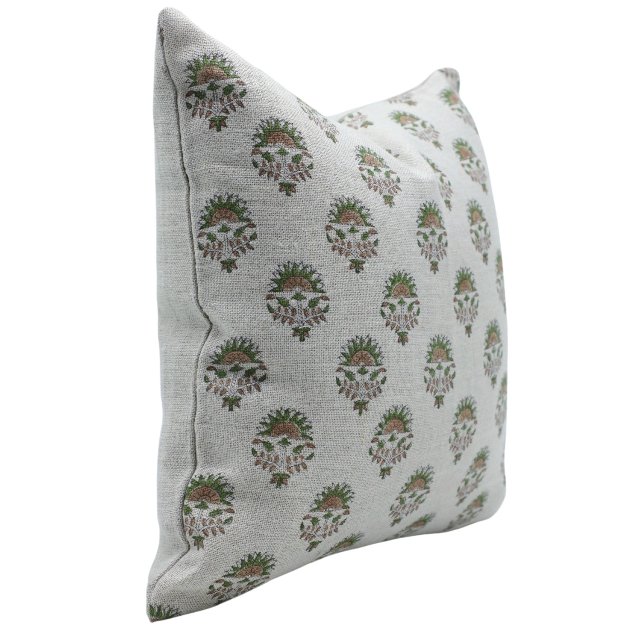 Block print Thick Linen throw pillow cover- INDERJEET - Fabdivine