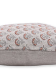 JUJU FLOWER Thick Linen Block Print Pillow Cover for Sofa, Couch, or Bed - Fabdivine