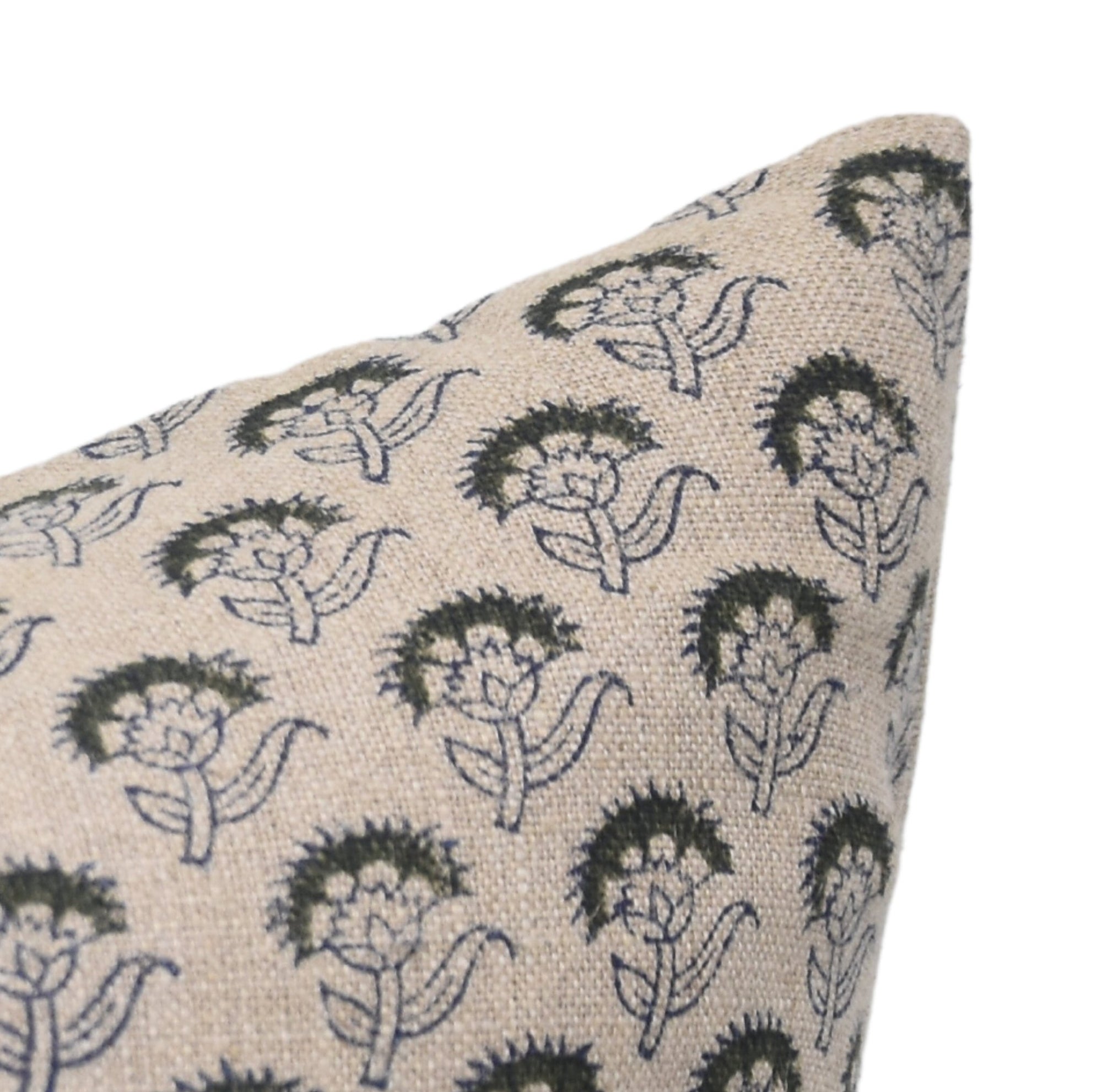 Square/Lumber block print pillow cover- thick linen- JUJU FLOWER - Fabdivine