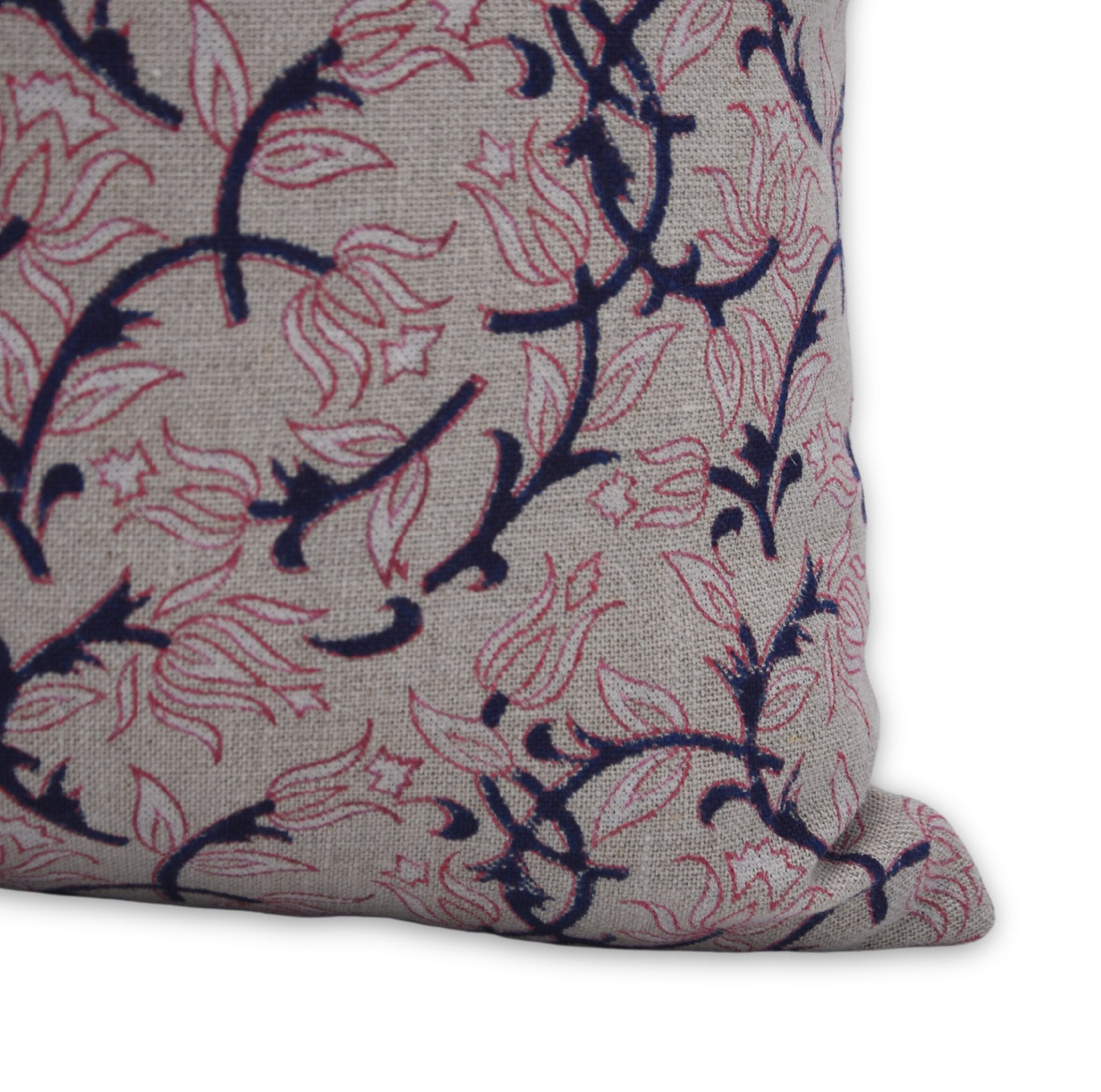 Block print Pillow cover for sofa, couch or bed- heavy linen- KAMAL DUTTA - Fabdivine