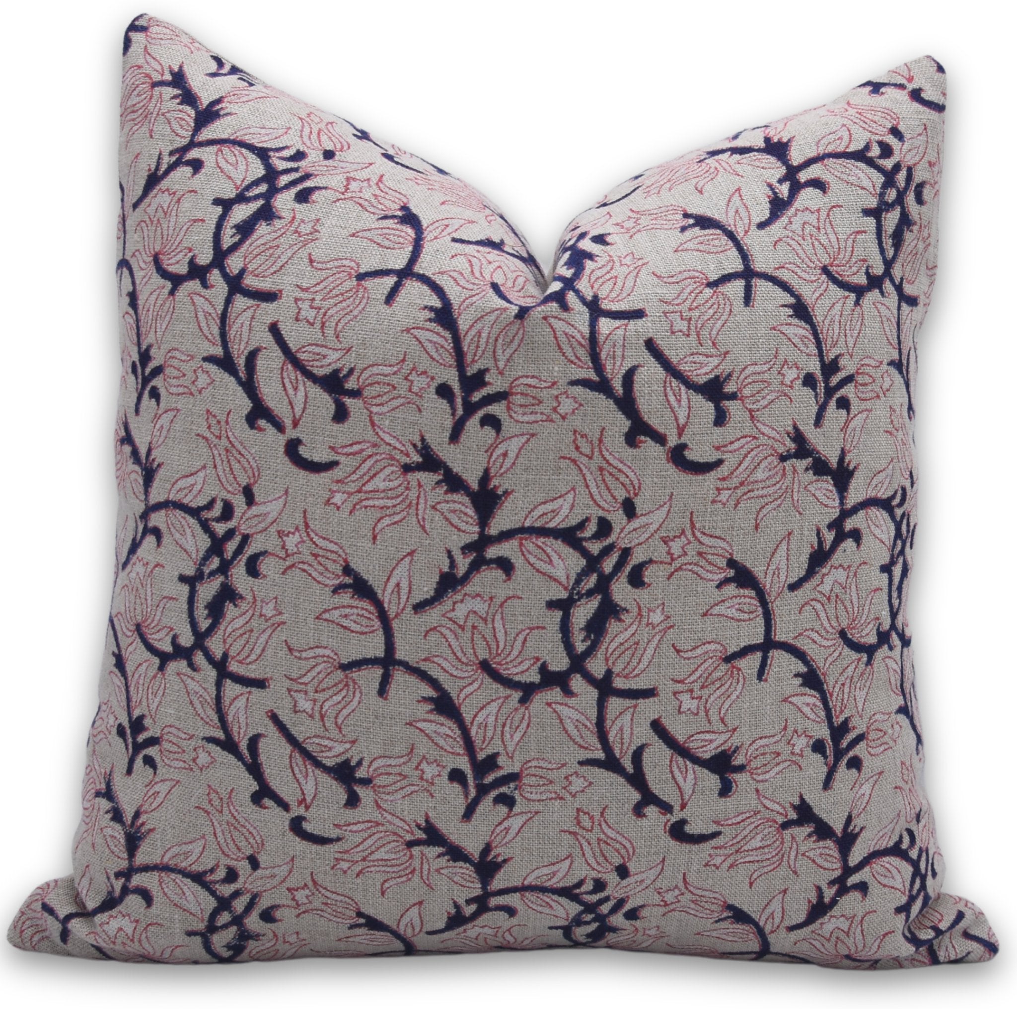 Block print Pillow cover for sofa, couch or bed- heavy linen- KAMAL DUTTA - Fabdivine