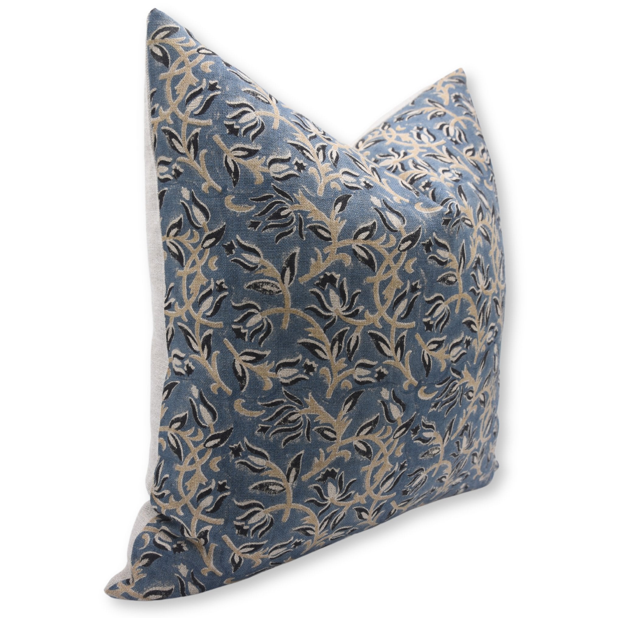 Square/Lumber block print pillow cover- thick linen- KAMAL DUTTA - Fabdivine