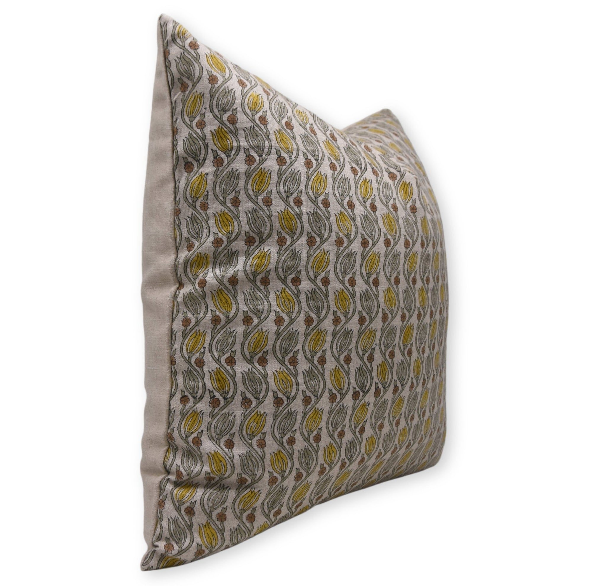 Thick linen boho pillow cover with block print design - KER SANGRI - Fabdivine