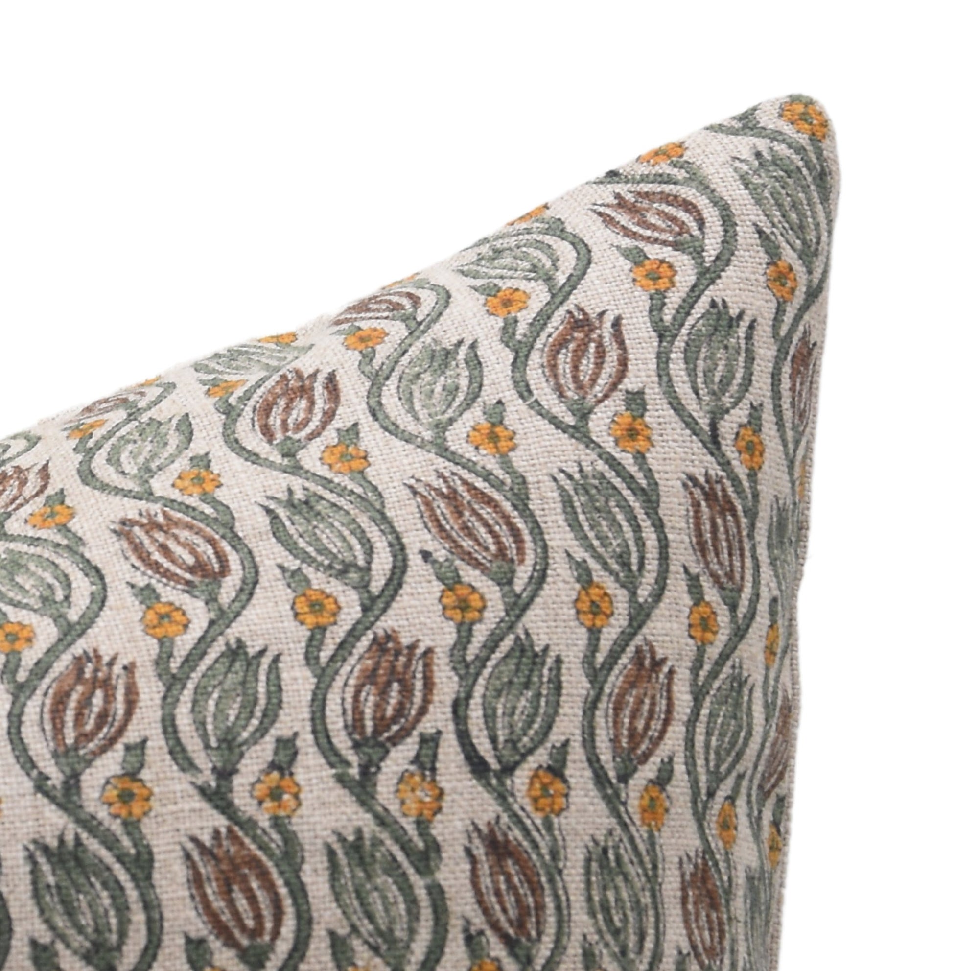 Hand Block Print Thick Linen Throw Pillow Cover - Designer Collection KER SANGRI - Fabdivine